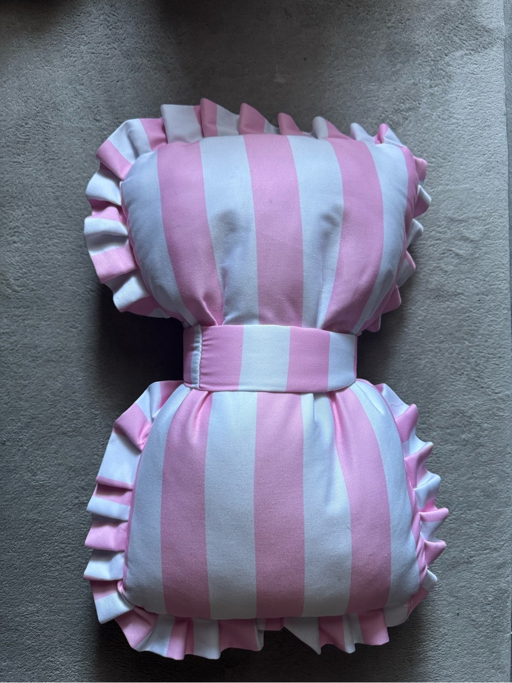 Pink & White Striped Bow Pillow